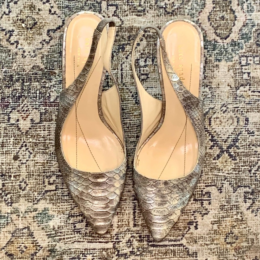 Taupe Snakeskin Kate Spade Kitten Heels Size 7